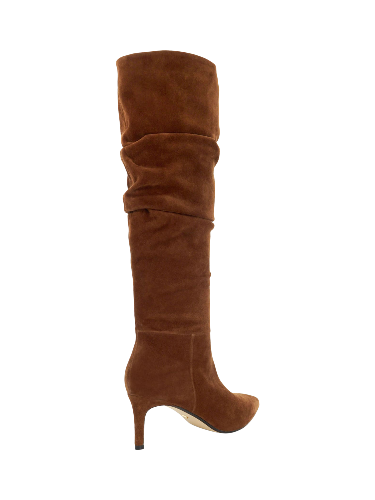 Product image 5 of 6, which shows Dune Slouchings Pointed Toe Slouchy Suede Knee Boots, Dark Tan, EU36