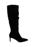 Dune London Slouchings Pointed Toe Slouchy Suede Knee Boots, Black