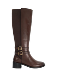 Dune London Tatter Leather Knee High Boots, Brown