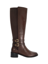 Dune Tia Leather Knee Boots Burgundy leather