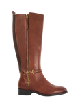 Dune London Taylyn Leather Buckle Detail Riding Boots, Tan