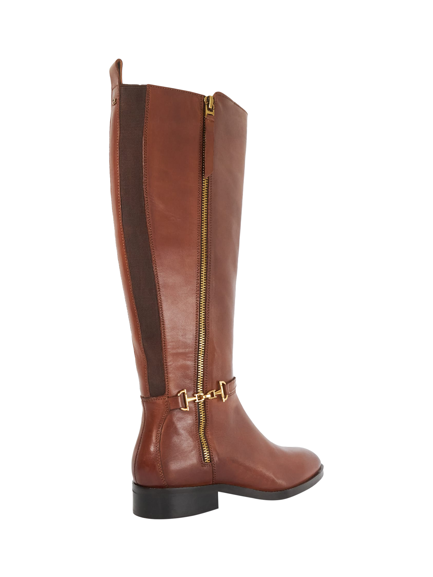 Product image 4 of 5, which shows Dune London Taylyn Leather Buckle Detail Riding Boots, Tan, EU36