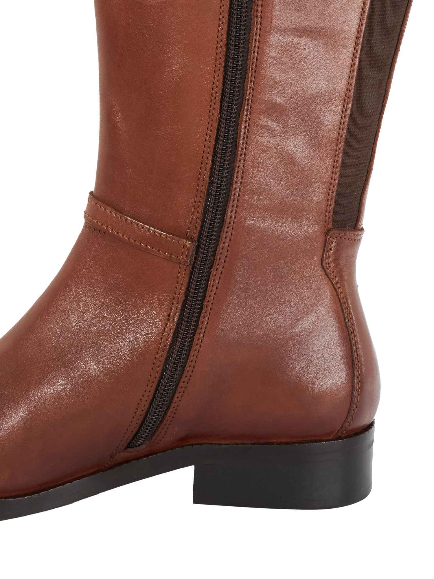 Product image 5 of 5, which shows Dune London Taylyn Leather Buckle Detail Riding Boots, Tan, EU36
