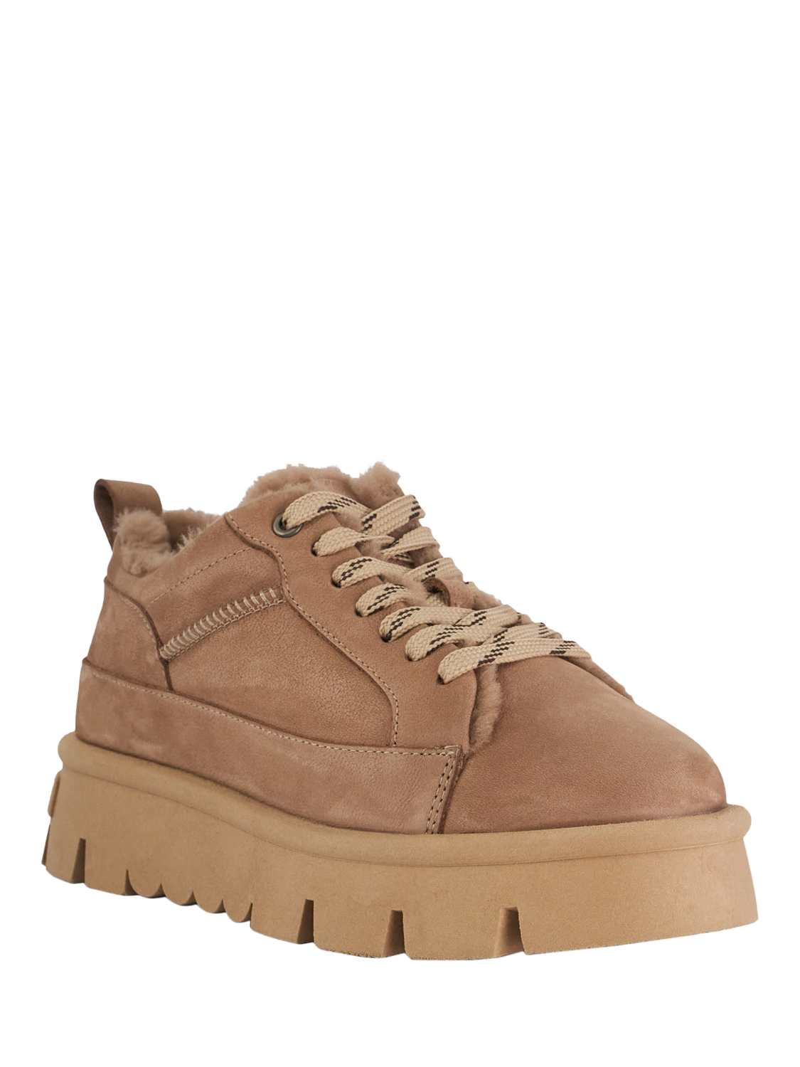 Product image 4 of 6, which shows Dune Estha Suede Chunky Trainers, Tan, EU36