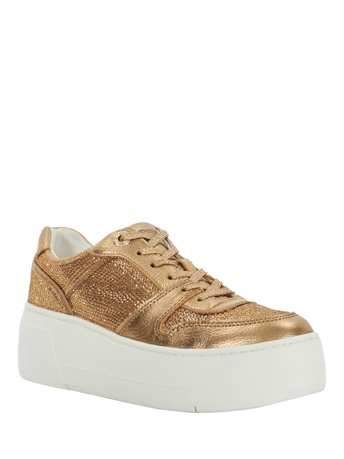 Product image 3 of 5, which shows Dune London Evangelyn Embellished Flatform Trainers, Bronze, EU36