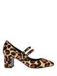 Dune Approval Pony Leopard Double Buckle Heeled Courts, Multi