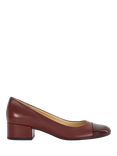 Dune Bracket Patent Leather Block Heel Courts, Burgundy