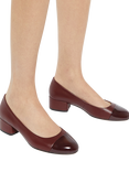 Dune Bracket Patent Leather Block Heel Courts, Burgundy