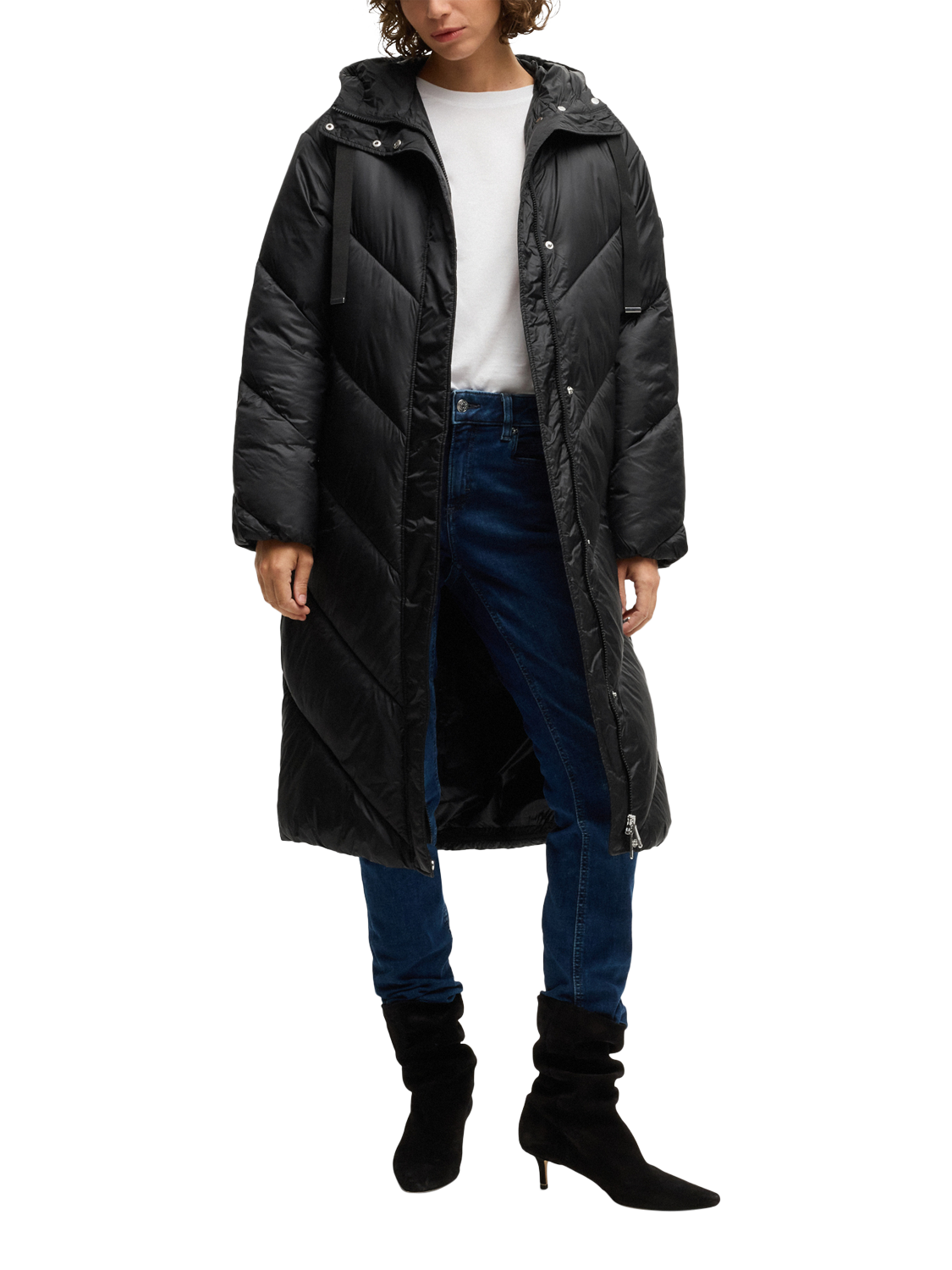 BOSS Polly Long Puffer Coat, Black