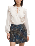 BOSS Ruffle Tie Neck Blouse, Ivory