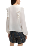 BOSS Ruffle Tie Neck Blouse, Ivory