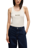 BOSS Ematite Crystal Logo Vest Top, Open White