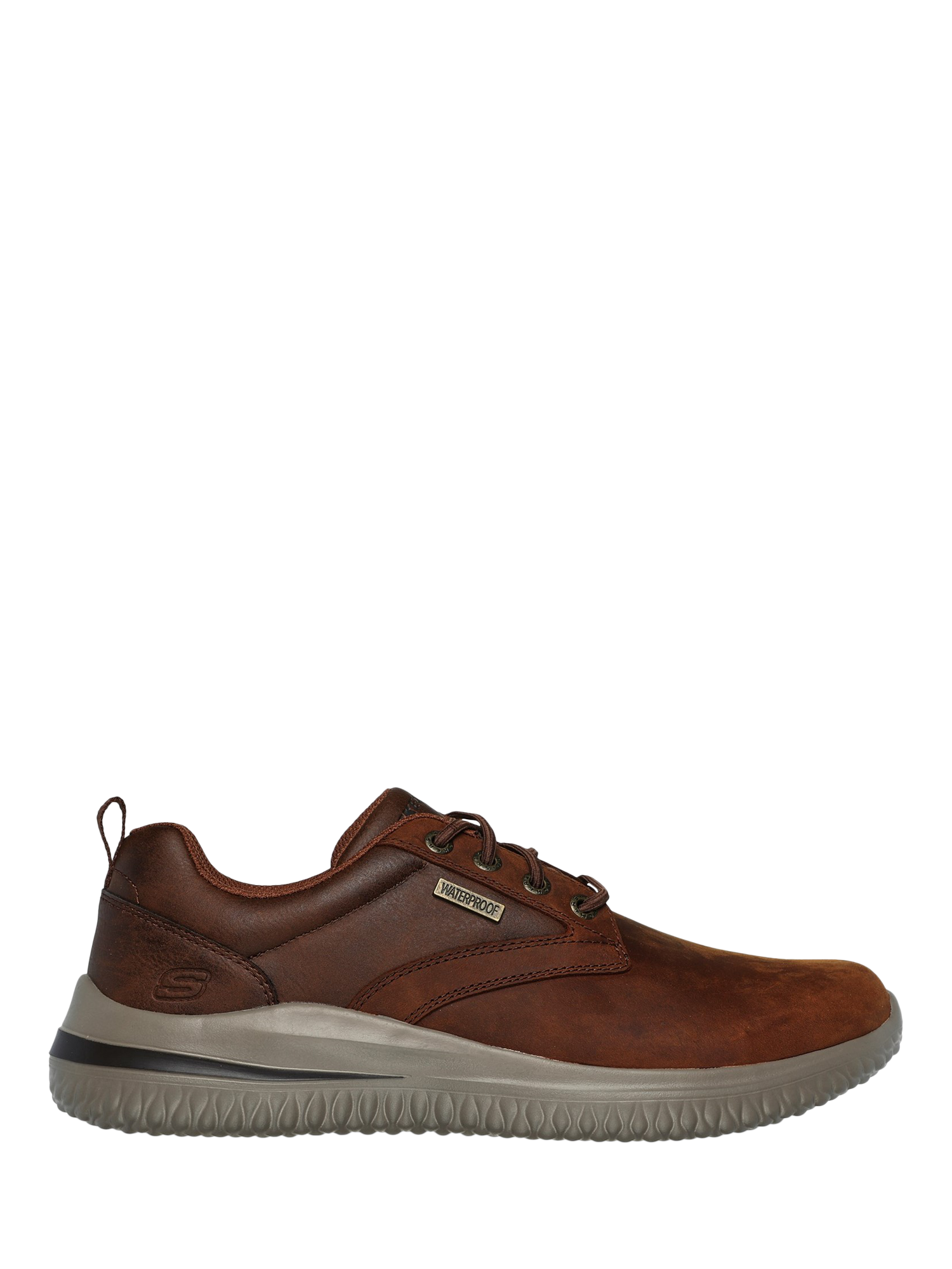 Product image 1 of 4, which shows Skechers Delson 3.0 Glavine Leather Lace Up Trainers, Brown, 6