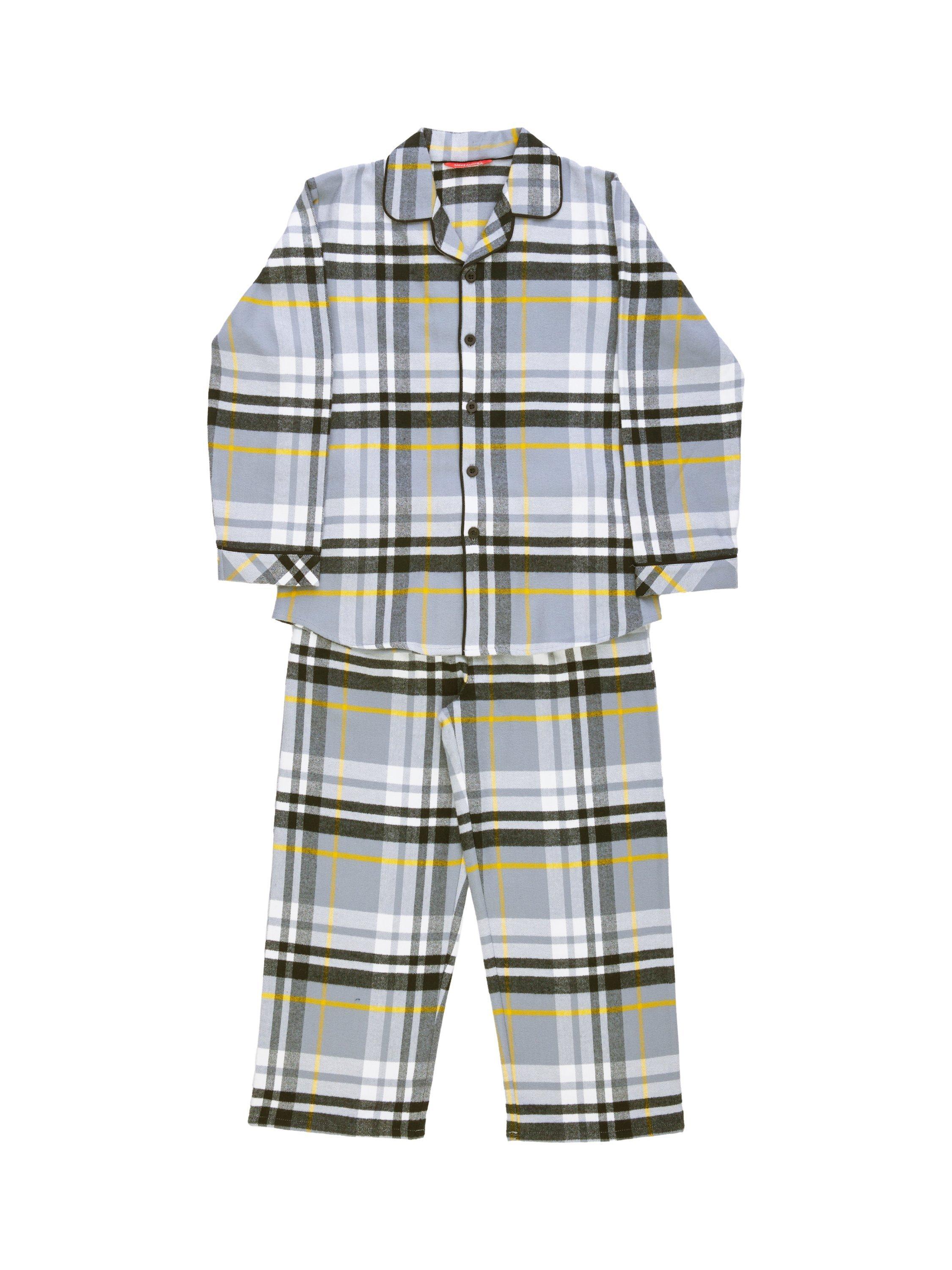Product image 4 of 4, which shows Minijammies Kids' Check Cotton Pyjama Set, Grey/Multi, 2-3 years