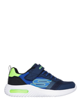 Skechers Kids' Bounder Tech Trainers, Navy/Lime