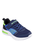 Skechers Kids' Bounder Tech Trainers, Navy/Lime