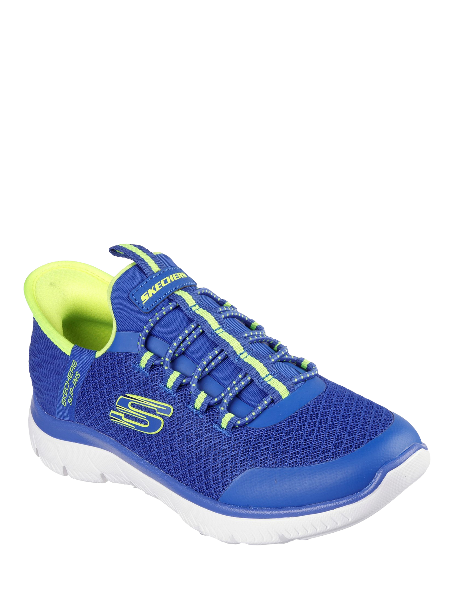Product image 2 of 4, which shows Skechers Kids' Slip-ins Summits High Range Trainers, Blue/Lime, 13 Jnr