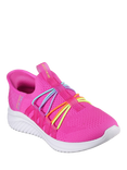 Skechers Kids' Slip-ins Ultra Flex 3.0  Bungee Fun Trainers, Hot Pink/Multi