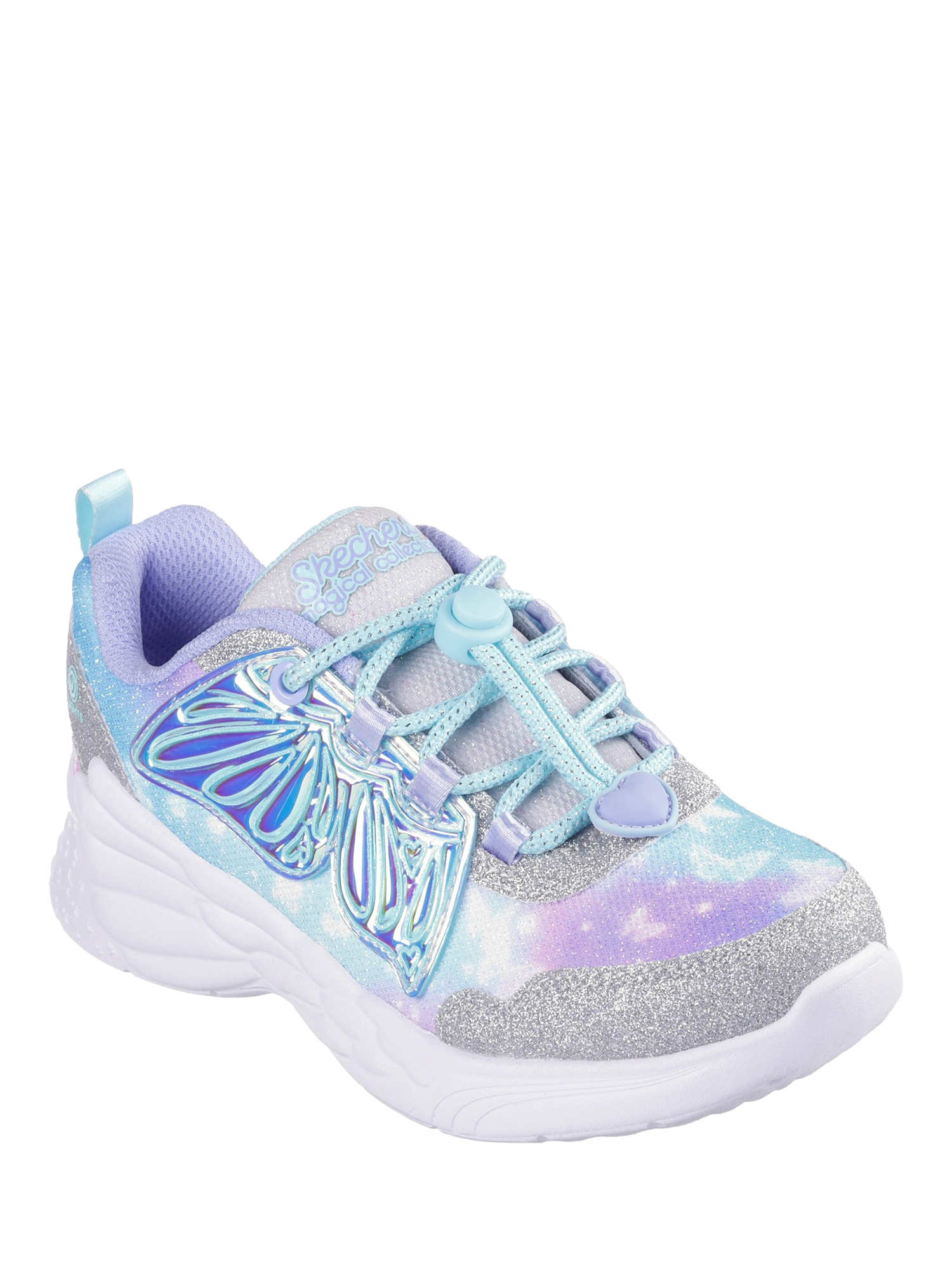 Product image 2 of 4, which shows Skechers Kids' Dream Racer Wing Brites Trainers, Silver/Lavender, 9.5 Jnr