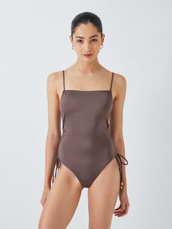 John Lewis Riva Ruched Swimsuit, Chocolate, Chocolate