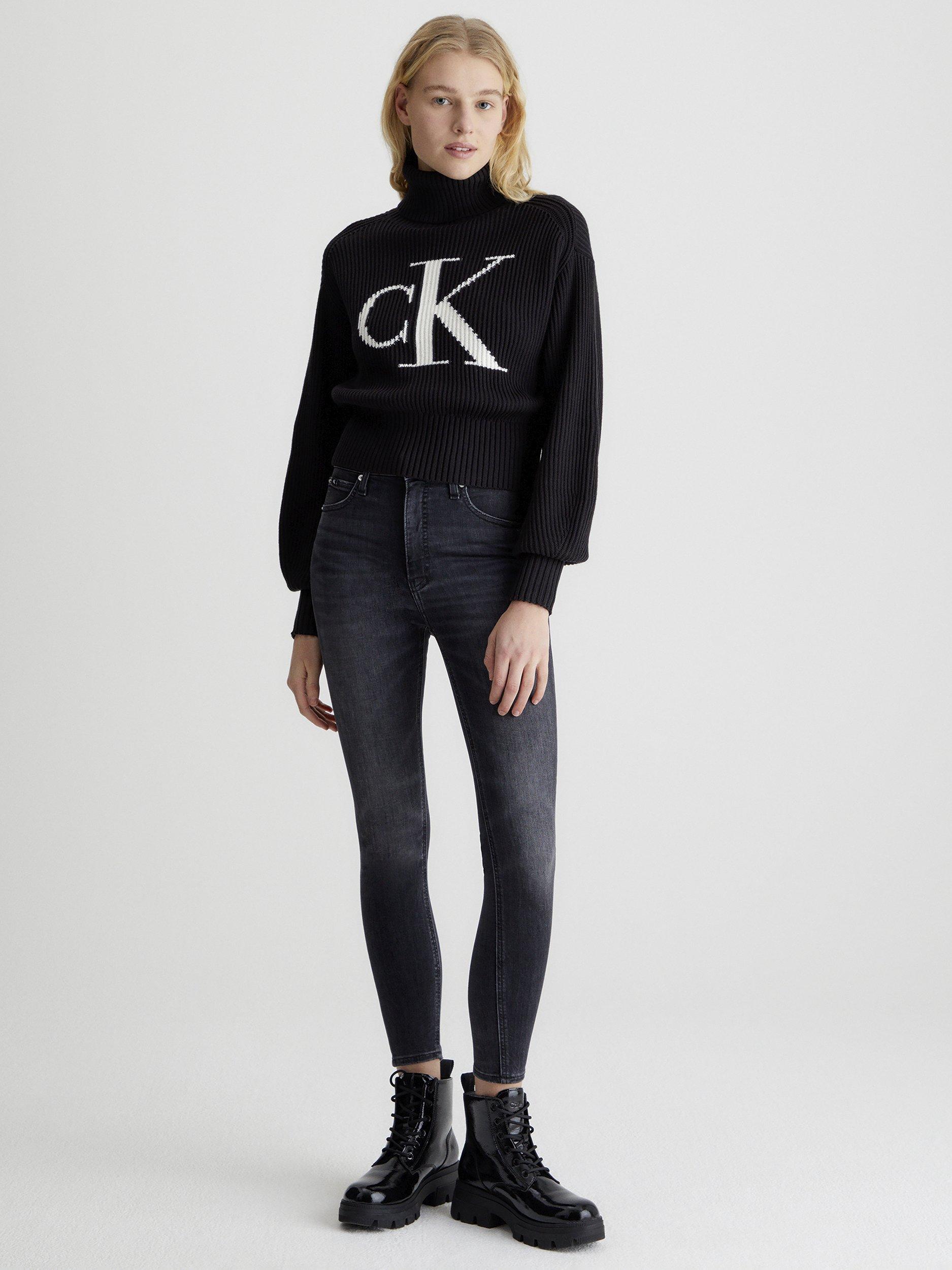 Calvin Klein CK Logo Pure Organic Cotton Jumper, Black