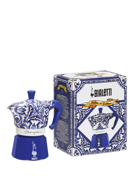 Bialetti Dolce & Gabbana Moka Express Hob Espresso Coffee Maker, Mediterranean Blue - view 2, Mediterranean Blue