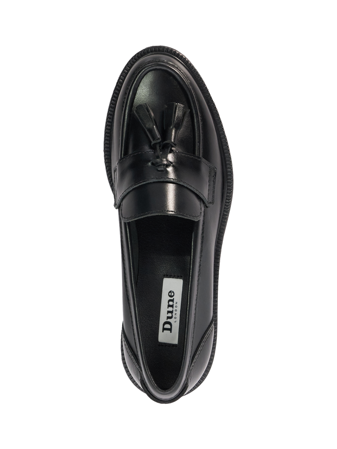 Product image 2 of 5, which shows Dune London Garda Wide Fit Leather Loafers, Black, EU36
