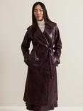 Phase Eight Carla Croc Trench Coat, Burgundy