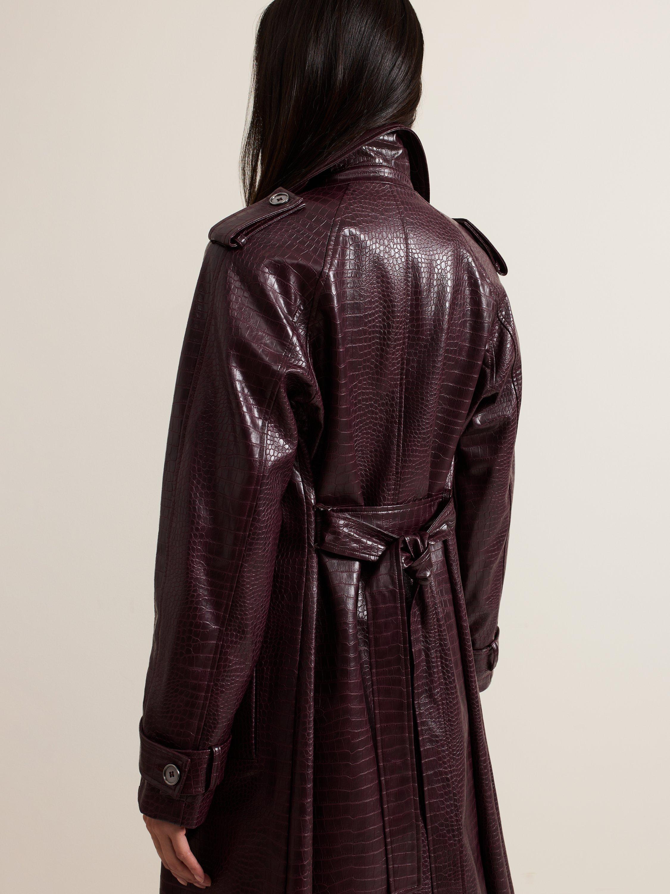 Product image 9 of 10, which shows Phase Eight Carla Croc Trench Coat, Burgundy, 12