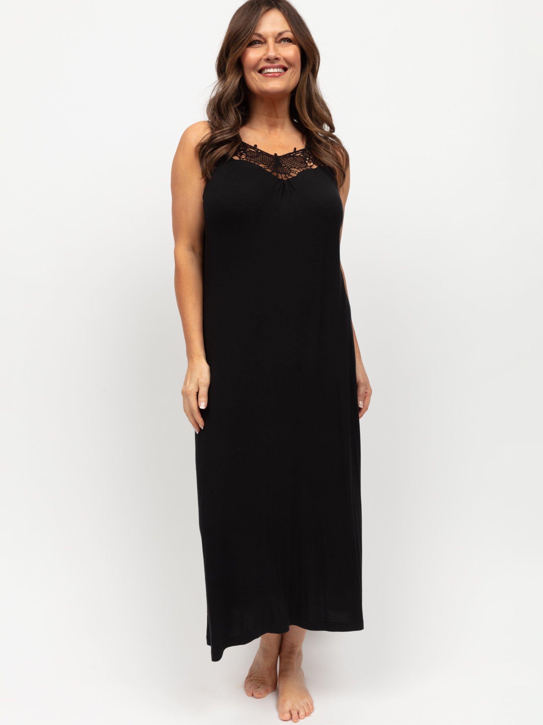 Product image 2 of 4, which shows Nora Rose by Cyberjammies Carolynn Lace Maxi Nightdress, Black, 8