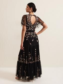 Phase Eight Collection 8 Hilary Sequin Leaf Dress, Black/Multi - view 2, Black/Multi