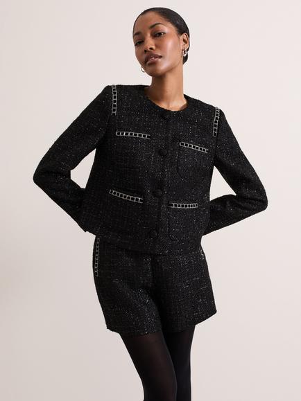 Phase Eight Ripley Shimmer Jacket, Black, Black