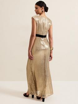 Phase Eight Jamae Sequin Maxi Dress, Gold - view 2, Gold