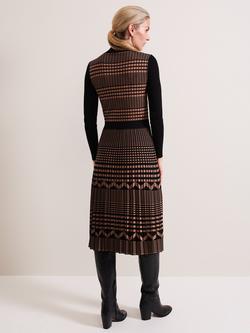 Phase Eight Bethan Geometric Dress, Tan/Black - view 2, Tan/Black