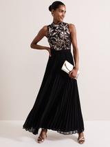 Phase Eight Zena Beaded Tulle Maxi Dress, Pale Pink/Silver