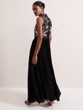 Phase Eight Emalise Sequin Pleat Maxi Dress, Black/Multi