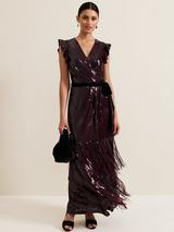 Phase Eight Chanai Sequin Dress, Burgundy