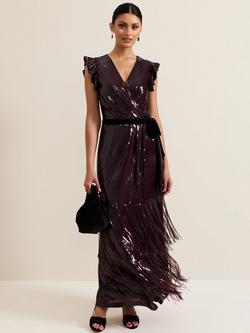 Phase Eight Chanai Sequin Dress, Burgundy, Burgundy