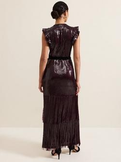 Phase Eight Chanai Sequin Dress, Burgundy - view 2, Burgundy