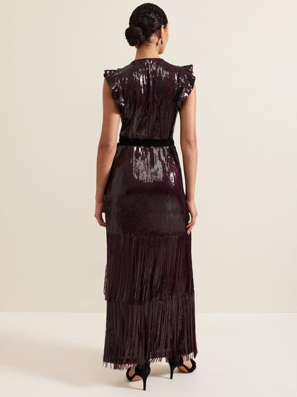 Phase Eight Chanai Sequin Dress, Burgundy - view 2, Burgundy