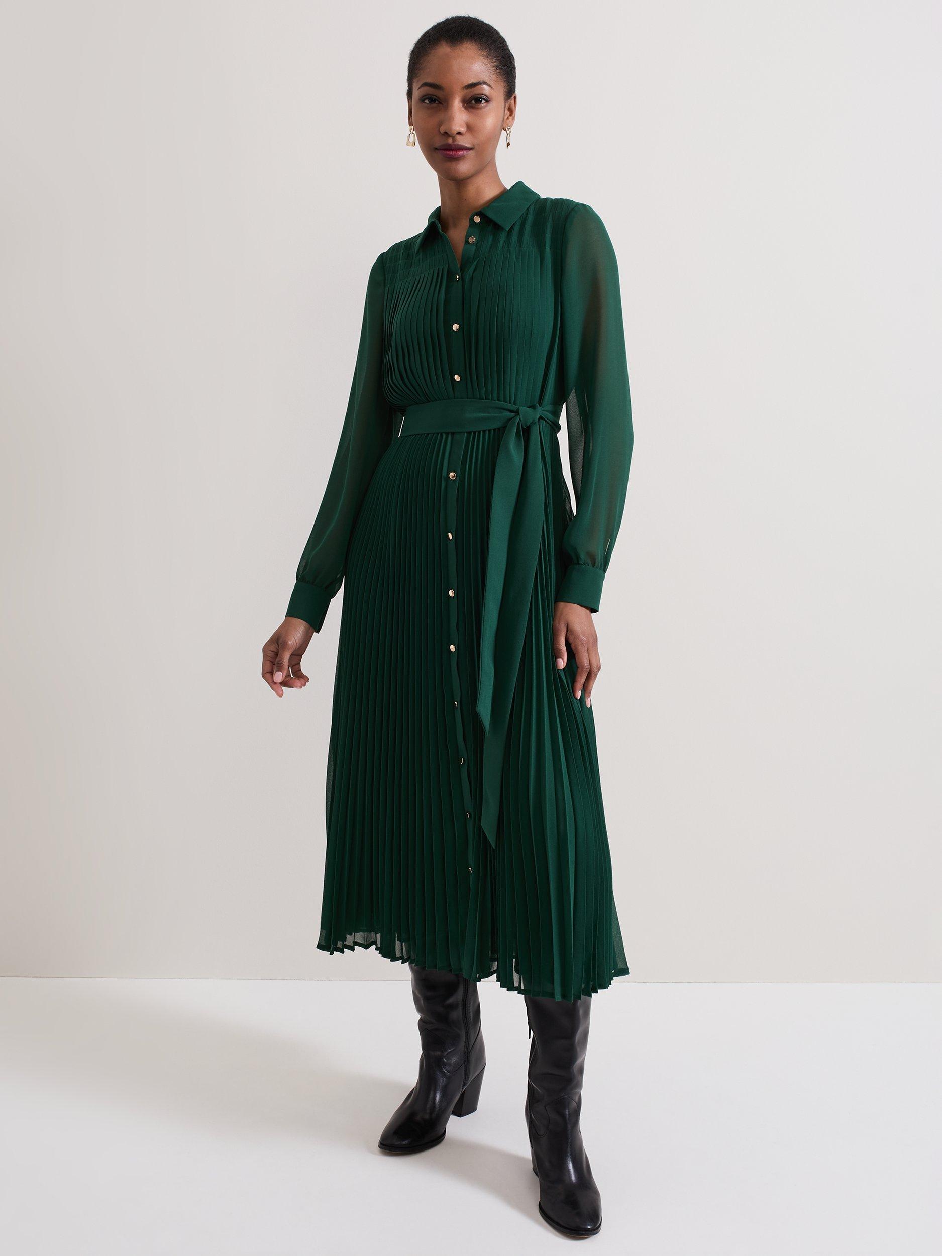 Dark green shirt dress hotsell