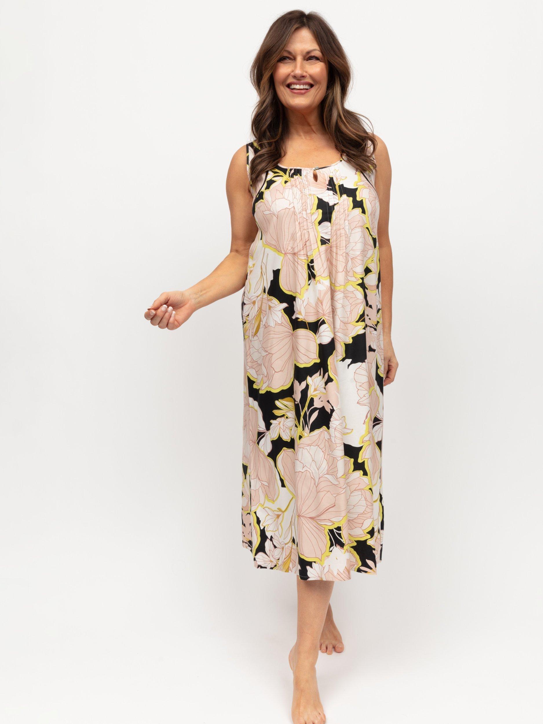 Product image 2 of 4, which shows Nora Rose by Cyberjammies Carolynn Floral Long Nightdress, Black/Multi, 8