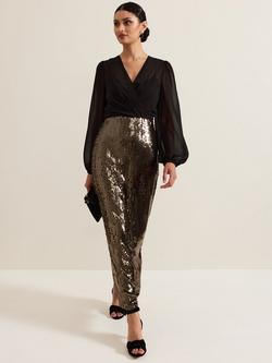 Phase Eight Aniya Sequin Maxi Dress, Black/Multi, Black/Multi