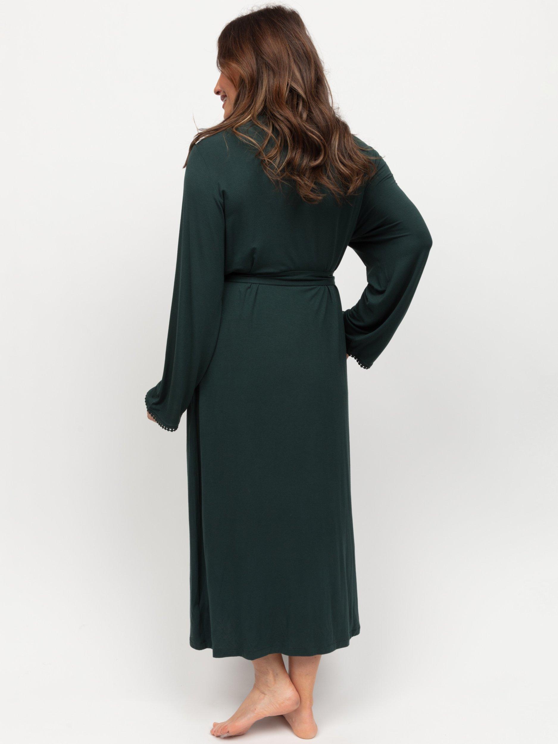 Product image 2 of 3, which shows Nora Rose by Cyberjammies Anne Jersey Bobble Lace Dressing Gown, Green, 8