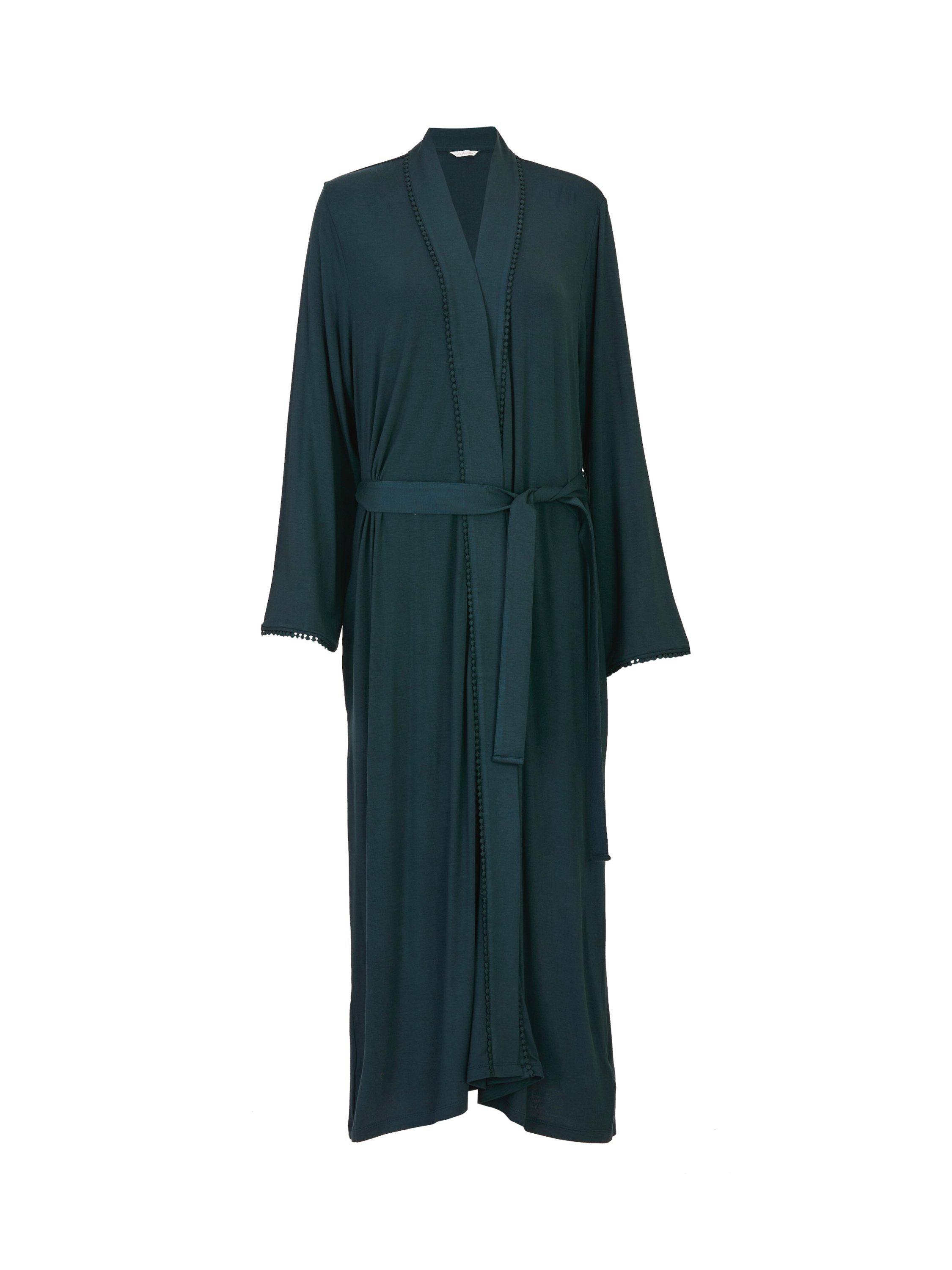 Product image 3 of 3, which shows Nora Rose by Cyberjammies Anne Jersey Bobble Lace Dressing Gown, Green, 8