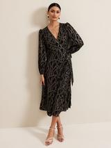Hobbs Sloane Jacquard Silk Dress, Black