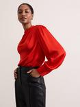 Phase Eight Danica Satin Drape Top, Red