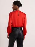 Phase Eight Danica Satin Drape Top, Red