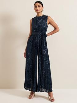Phase Eight Simara Sequin Jumpsuit, Teal, Teal