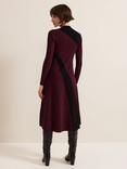 Phase Eight Julie Ribbed Midi Dress, Burgundy/Black